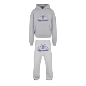 WHOSPANTHER RHINESTONE TRACKSUIT GREY