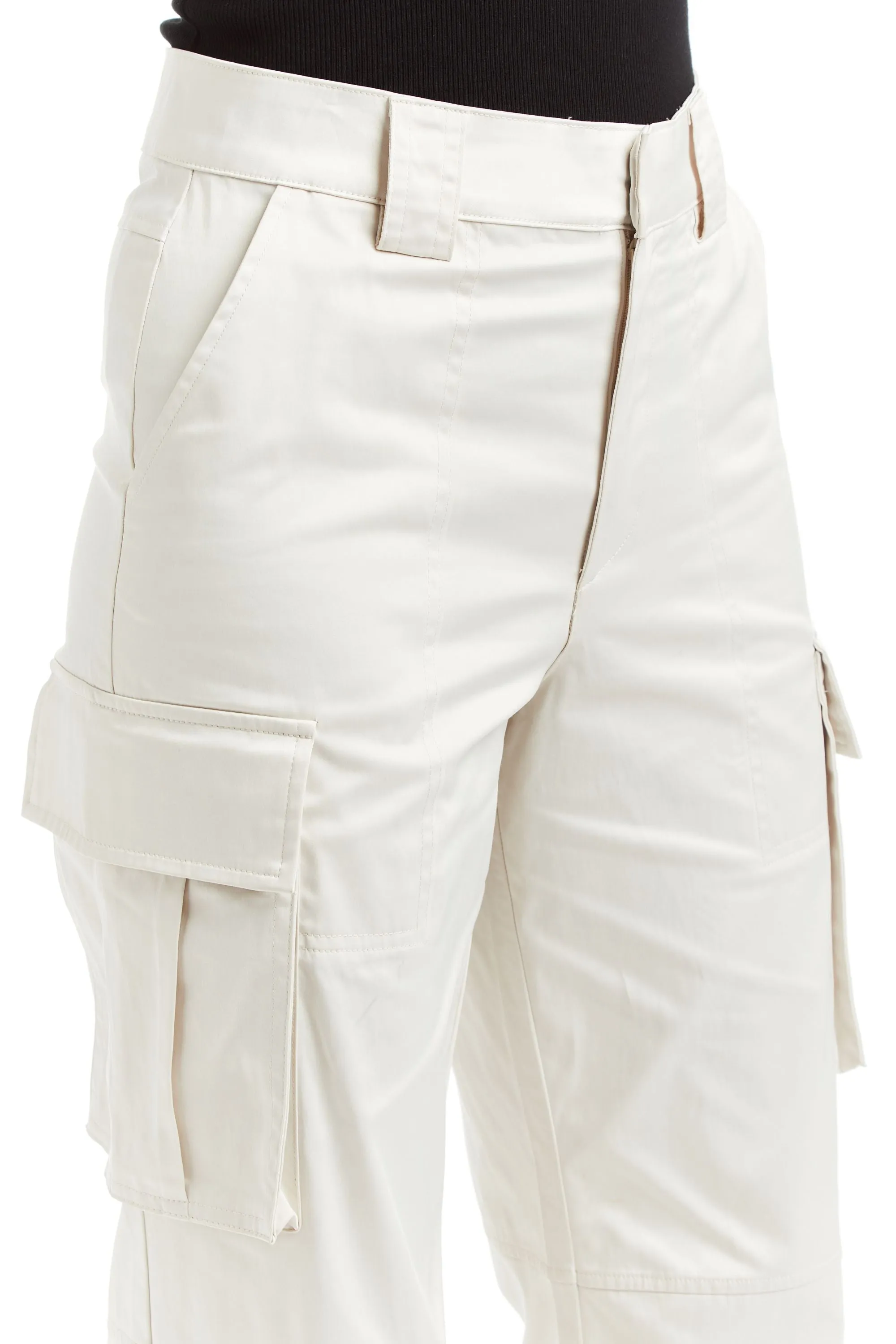 Wide Leg Satin Cargo Pant