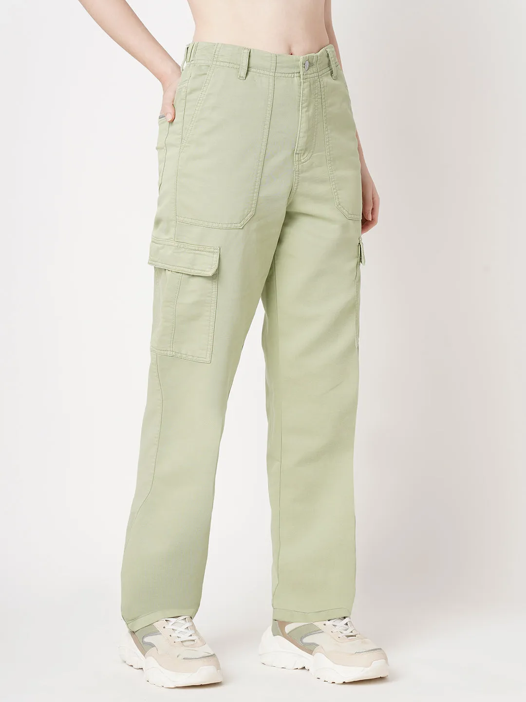 Women Mint High-Rise Cargo