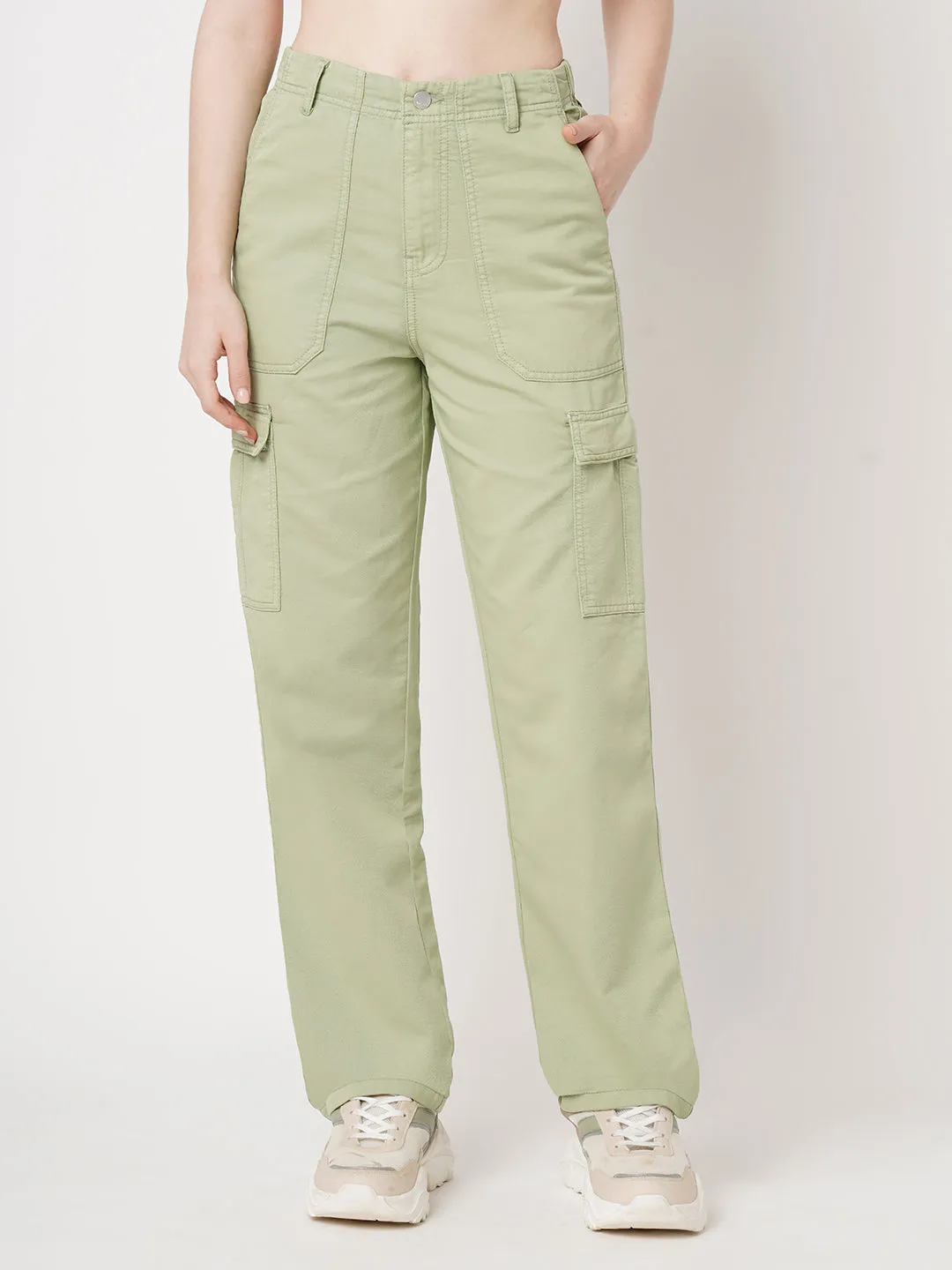 Women Mint High-Rise Cargo