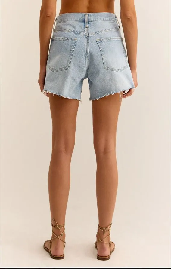 Z Supply Everyday Hi-Rise Denim Shorts in Sun Bleached Indigo